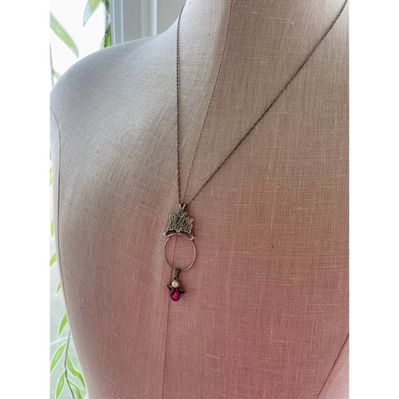 Vintage Lil Angels 925 silver Charm Holder Pendant Chain Pink charm - Picture 11 of 16